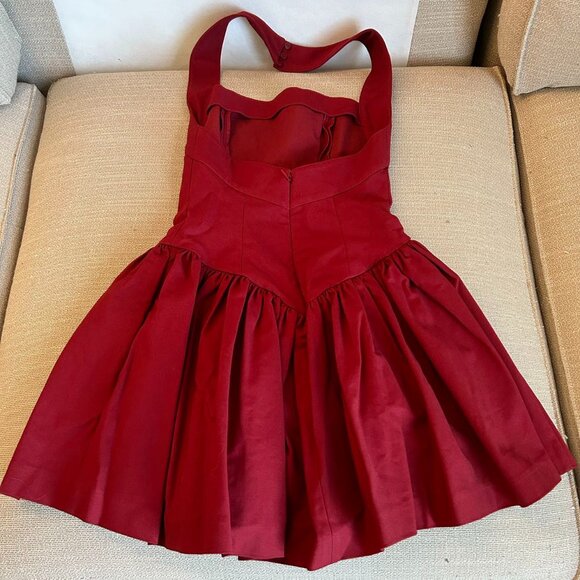NEW HELSA Faille Halter Mini Dress XXSmall/Sz0 Rouge Red - Picture 6 of 10